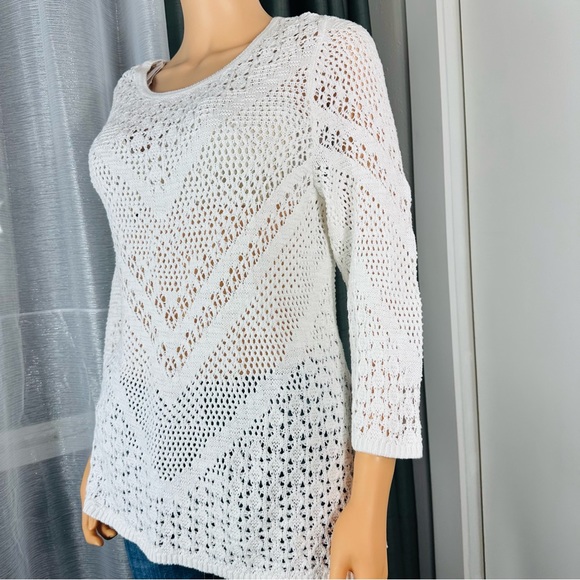 CHICOS white crochet cárdigan size L - Picture 4 of 11
